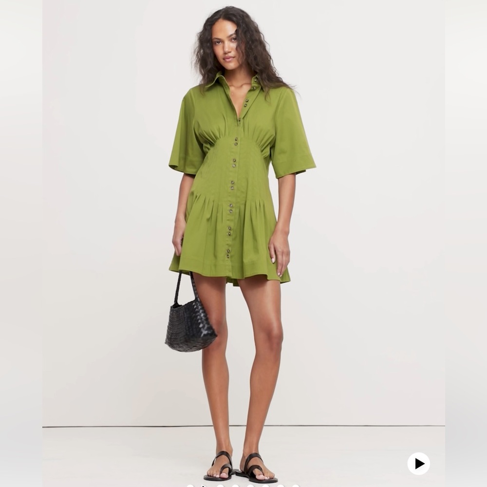 STRETCH-COTTON POPLIN PINTUCK SHIRT DRESS